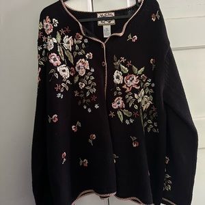 Vintage Heirloom Collectibles embroidered knit cardigan